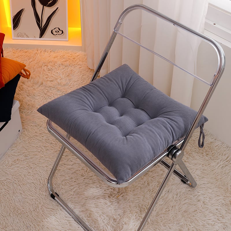 Corduroy ümmargune tooli padjak, rihmadega, paksenenud ja tihedalt kootud, täidis polüestri kiududest