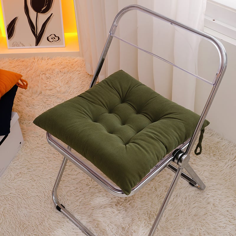 Corduroy ümmargune tooli padjak, rihmadega, paksenenud ja tihedalt kootud, täidis polüestri kiududest