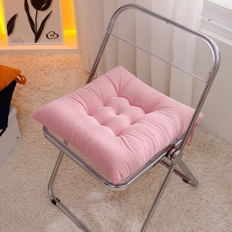 Corduroy ümmargune tooli padjak, rihmadega, paksenenud ja tihedalt kootud, täidis polüestri kiududest