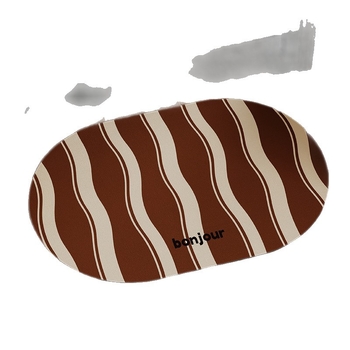 Мат за баня от диатомитова глина, овална форма, геометричен модел, водопоглъщащ и бързосъхнещ, антихлъзгаща повърхност