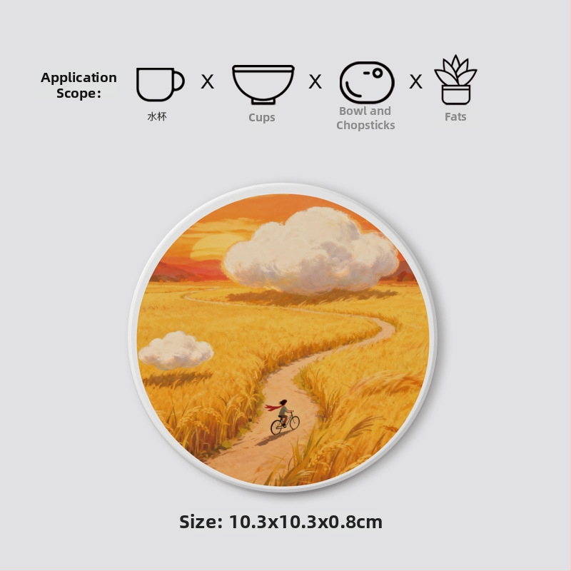 Diatomitų padėkliukai stiklinėms su peizažų motyvu, apvalūs, sugeria vandenį, greitai džiūsta, neslidūs, su individualiu logotipu