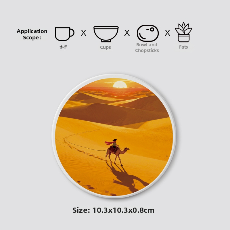 Diatomitų padėkliukai stiklinėms su peizažų motyvu, apvalūs, sugeria vandenį, greitai džiūsta, neslidūs, su individualiu logotipu