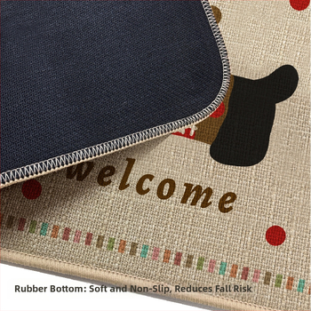 Kvadratinis lino kilimas įėjimui ir virtuvei su animaciniu piešiniu, neslidžia gumos pagrindė, sugeria vandenį, galima skalbti mašinoje