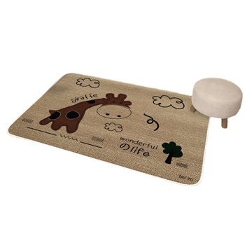 Квадратен ленен килим за вход и кухня, анимационен дизайн, неслизаща гумена подметка, абсорбиращ вода, машинно пране