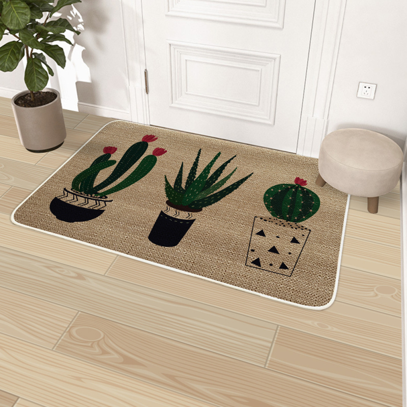 Квадратен ленен килим за вход и кухня, анимационен дизайн, неслизаща гумена подметка, абсорбиращ вода, машинно пране