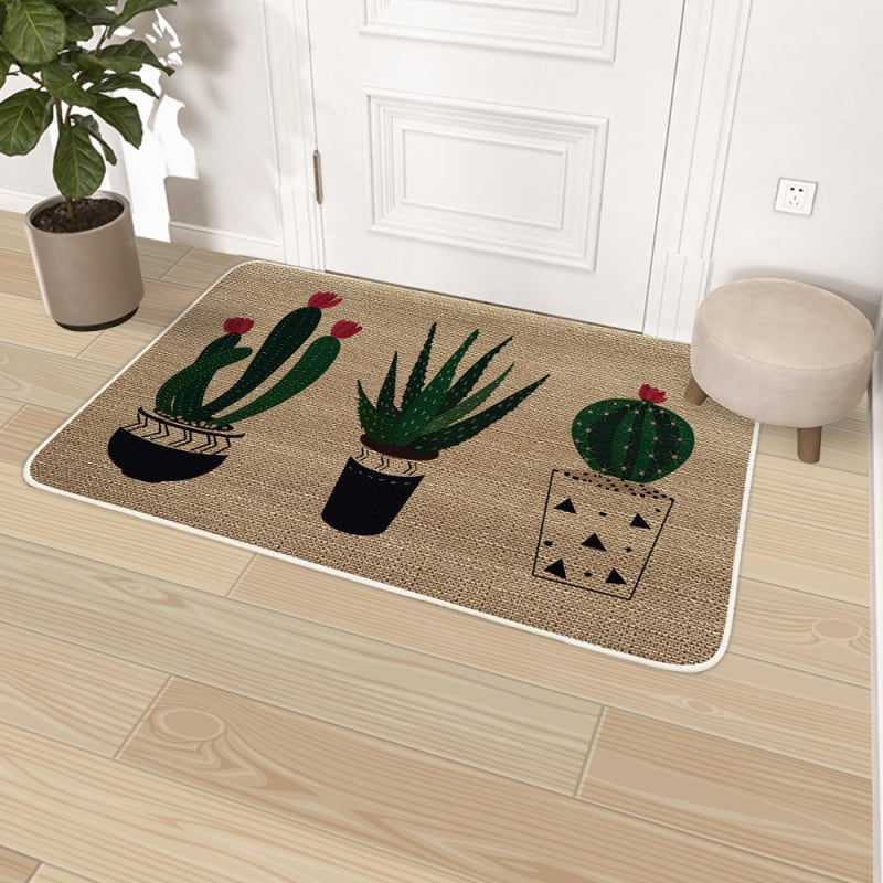 Квадратен ленен килим за вход и кухня, анимационен дизайн, неслизаща гумена подметка, абсорбиращ вода, машинно пране