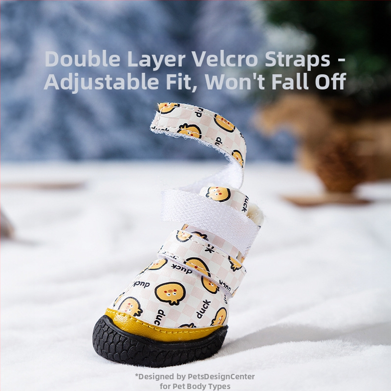 Suņu kurpes – ar flīsa oderi, biezinātas, neslīd, izturīgas pret nodilumu; gumijas zole; ūdensnecaurlaidīgas un siltas; karikatūras stils; universāla izmantošana; Hippie Dog zīmols