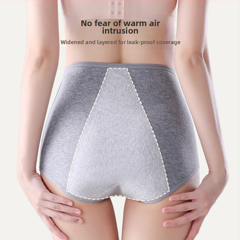 Moteriškos menstruacijų kelnaitės su aukštu juosmeniu, kvėpuojančios, antibakterinės, greitai džiūstančios; pagrindinis audinys 92,6% medvilnė, tarpvietės įdaila 100% medvilnė