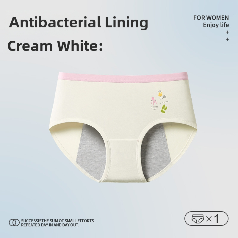 Mėnesinių apatiniai paauglėms – karikatūrų raštas, pagrindinis audinys: medvilnė 46%, kirkšnies įdaila 5% spandekso, vidutinio aukščio liemuo, skirtas 13–18 metų mergaitėms