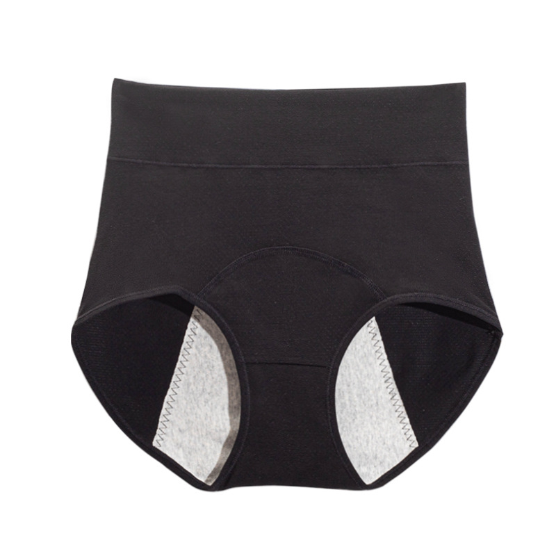 Menstruacijų apatinių kelnaitės su aukštu juosmeniu, antibakterinė intymi zona, priekyje ir gale apsauga, pagrindinis audinys 92,6% medvilnė, intymi zona 100% medvilnė