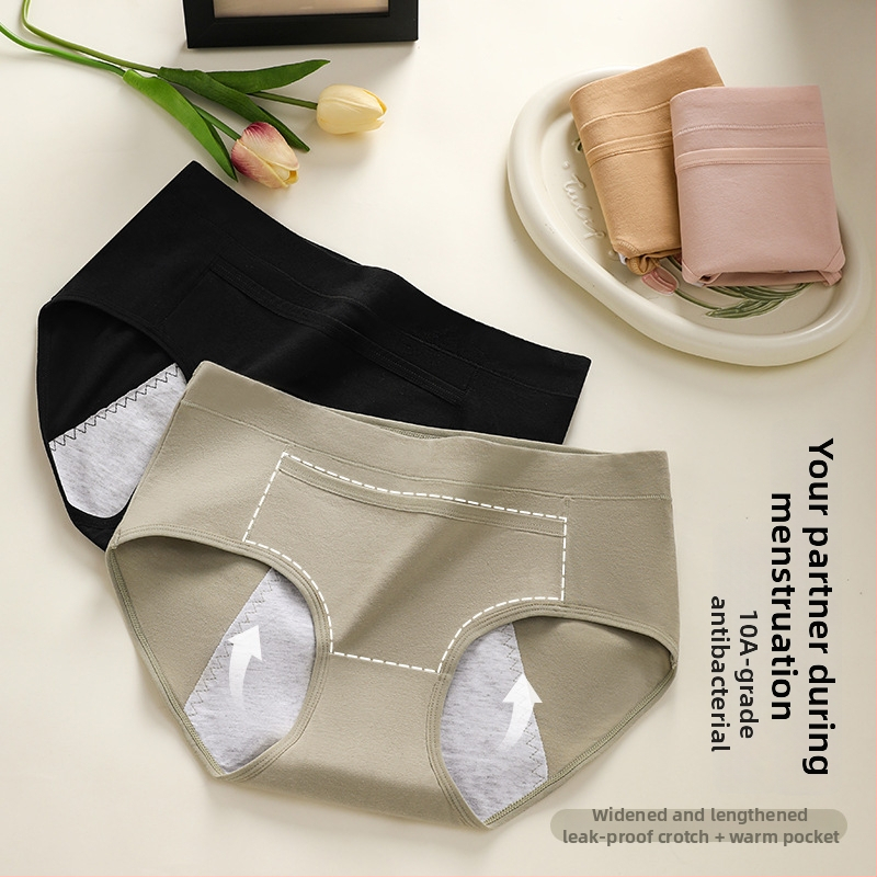 Naistele mõeldud puuvillased menstruaalalused, kolmekihiline lekkekaitse, antibakteriaalne, keskmise kõrgusega vöökoht; väline materjal 95% puuvill, sisenõu 100% puuvill