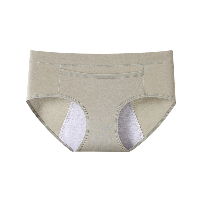 Moteriškos medvilninius menstruacijų kelnaitės, trijų sluoksnių apsauga nuo nutekėjimo, antibakterinės, vidutinio pločio liemuo; išorė 95% medvilnė, intymi danga 100% medvilnė
