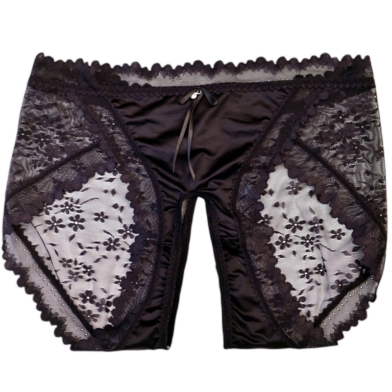 Plus veličina, satenska čipka, otvorenog prepona, prozračan jacquard gaćice