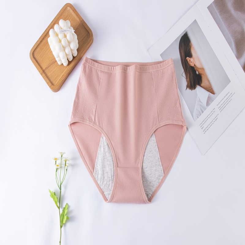Moteriškos menstruacijų kelnaitės su aukštu juosmeniu, išorinis audinys 95% medvilnė, intarpas 100% medvilnė, fiziologinė apsauga