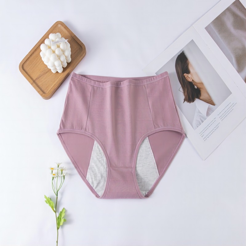 Moteriškos menstruacijų kelnaitės su aukštu juosmeniu, išorinis audinys 95% medvilnė, intarpas 100% medvilnė, fiziologinė apsauga