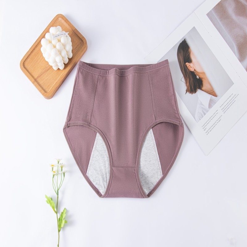 Moteriškos menstruacijų kelnaitės su aukštu juosmeniu, išorinis audinys 95% medvilnė, intarpas 100% medvilnė, fiziologinė apsauga