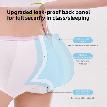 Modalinės menstruacinės kelnaitės paaugliams, vidurio liemens, intarpas 72% regeneruotos celulozės pluošto, fiziologinė funkcija, karikatūros raštas