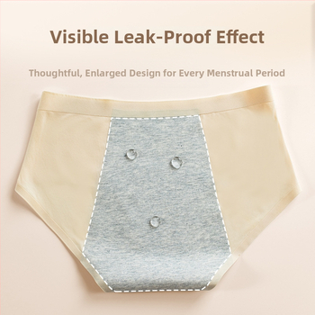 Moteriškos menstruacijų apatiniai su vidutine/aukšta juosmeniu, priekyje ir gale apsauga nuo nutekėjimo, pagrindinis audinys nailonas, tarpkojo pamušalas iš medvilnės