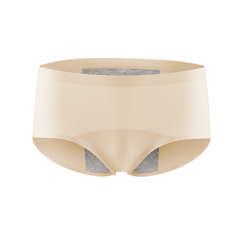 Moteriškos menstruacijų apatiniai su vidutine/aukšta juosmeniu, priekyje ir gale apsauga nuo nutekėjimo, pagrindinis audinys nailonas, tarpkojo pamušalas iš medvilnės