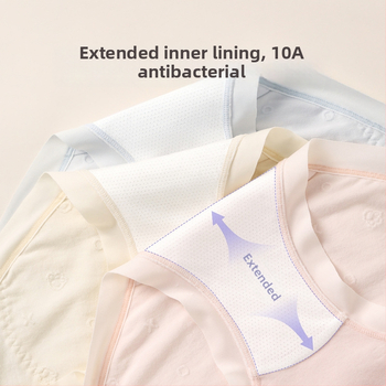 Moterų antibakterinės menstruacinės kelnaitės su vidurio juosmeniu ir apsauga nuo pratekėjimo; pagrindinis audinys: medvilnė-modalas-spandexas; intymi danga: viskozė-spandex-nailonas