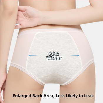 Moteriški menstruacijų apatiniai iš medvilnės, antibakteriniai, nevaržo, išplėstas liemens, apsauga nuo nutekėjimų