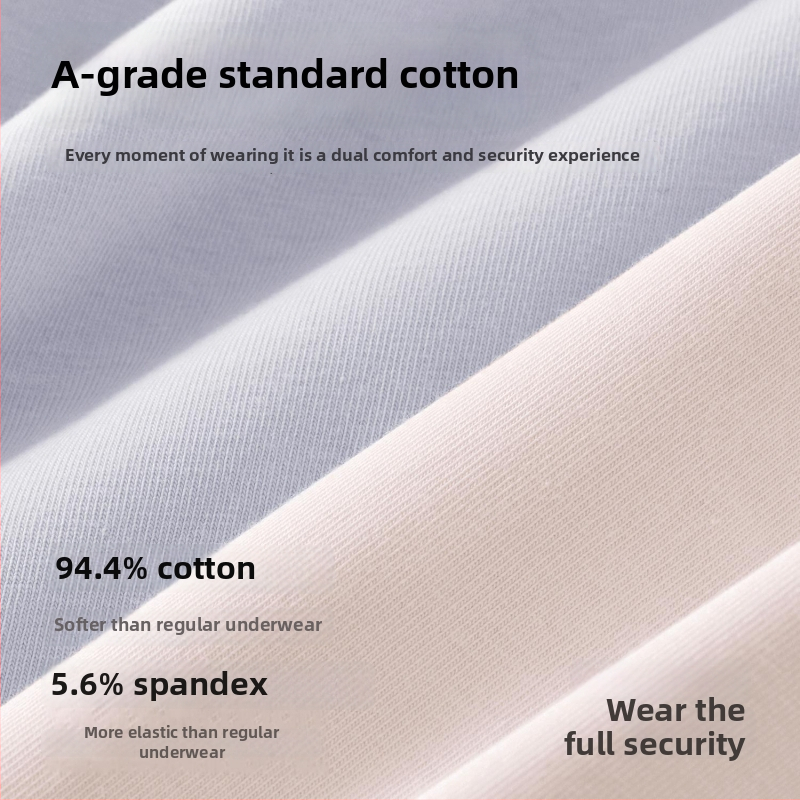 Sieviešu menstruālās biksītes no kokvilnas, antibakteriālas, bez spiediena, paplašināta vidējā josta, pret noplūdēm