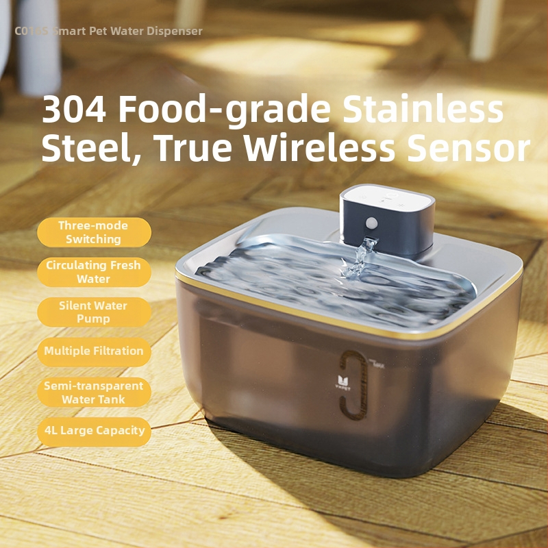 Augintinių vandens dozatorius katėms ir šunims, belaidis, su vizualiu langu, automatinė šviežio vandens cirkuliacija, 4 L talpa, modelis C016S