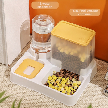 Katės automatinis šėrimas su integruotu vandens dozatoriumi ir dubeniu