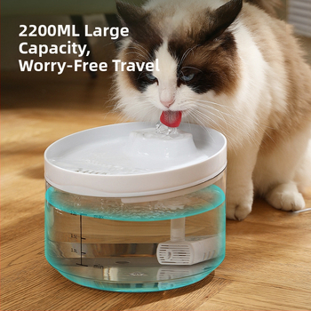 Katės vandens fontanas su automatiniu filtravimu ir vandens cirkuliacija, nuimamas, ABS+PET, 660 g