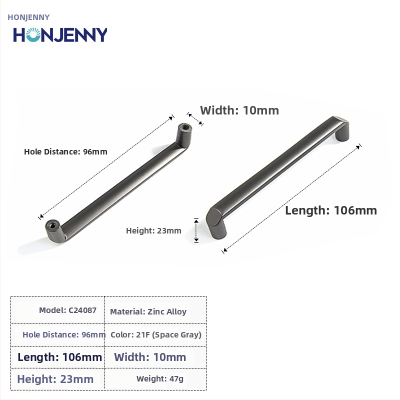 Spintelės durų rankena, šiuolaikinis minimalistinis stilius, lankas formos, cinko lydinys, paviršinis montavimas, drabužių spintai