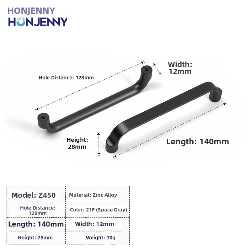 Spintelės durų rankena, šiuolaikinis minimalistinis stilius, lankas formos, cinko lydinys, paviršinis montavimas, drabužių spintai