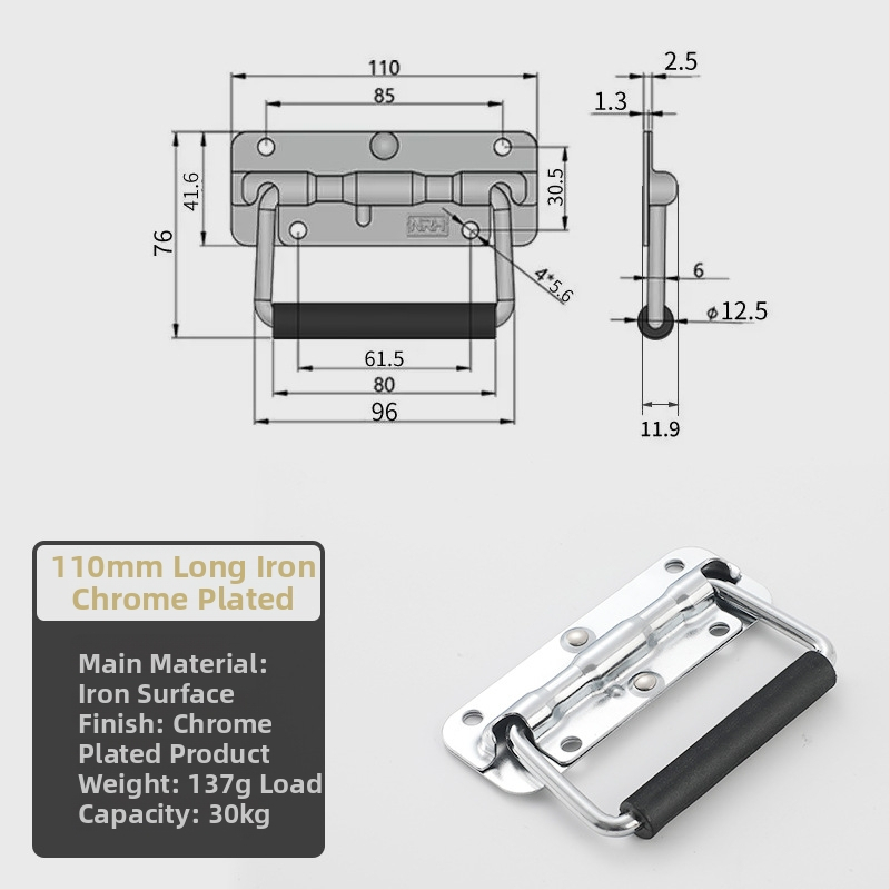 Beronsel 304 nerūdijančio plieno dėžutės rankena, sulankstoma, chromuota