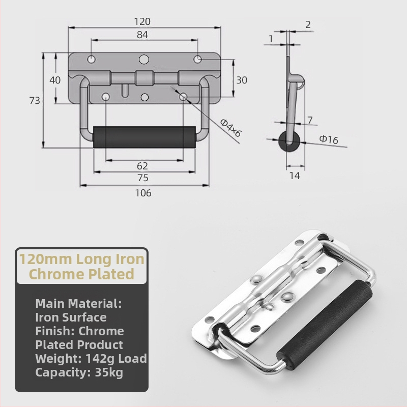 Beronsel 304 nerūdijančio plieno dėžutės rankena, sulankstoma, chromuota