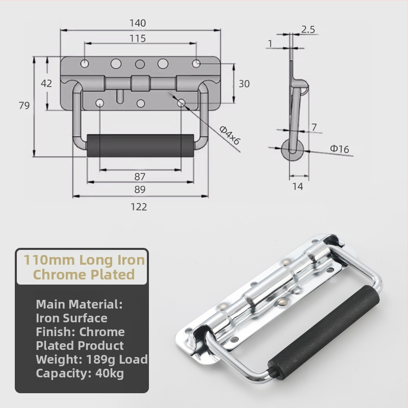Beronsel 304 nerūdijančio plieno dėžutės rankena, sulankstoma, chromuota