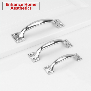 Arkinės formos nerūdijančio plieno durų rankena, modelis PH-0003, prekinis ženklas Flat Ring, modernus minimalistinis stilius.