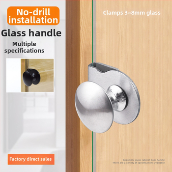 Stiklo spintos durų rankenėlė, nerūdijantis plienas, juodas šlifuotas paviršius, šiuolaikinis minimalistinis stilius