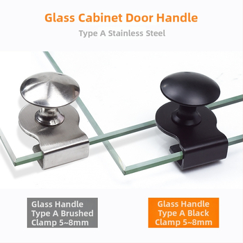 Stiklo spintos durų rankenėlė, nerūdijantis plienas, juodas šlifuotas paviršius, šiuolaikinis minimalistinis stilius