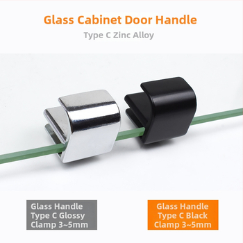 Stiklo spintos durų rankenėlė, nerūdijantis plienas, juodas šlifuotas paviršius, šiuolaikinis minimalistinis stilius