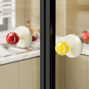 Дръжка за врати с вакуумна чашка – PET+ABS, YM.7242, сферичен дизайн, монтаж без пробиване, за плъзгащи врати и шкафове