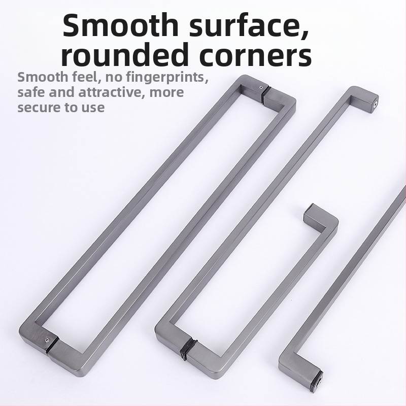 Dušas telpas rokturis stikla durvīm, nerūsējošais tērauds, 1020 minimālistiskais modelis, kvadrātcaurules dizains, mūsdienīgs stils