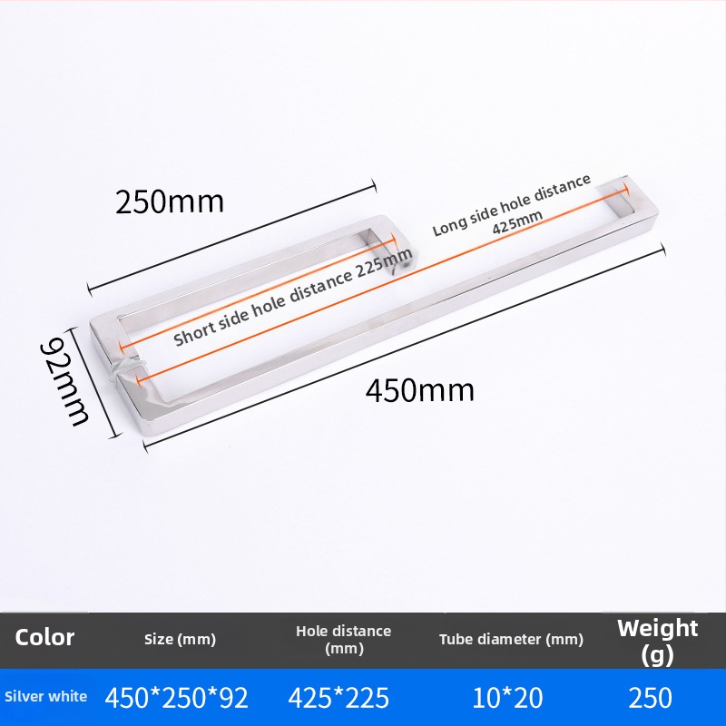 Dušo kambario rankenėlė stiklo durims, nerūdijantis plienas, 1020 minimalistinis modelis, kvadratinis vamzdelis, šiuolaikiškas stilius
