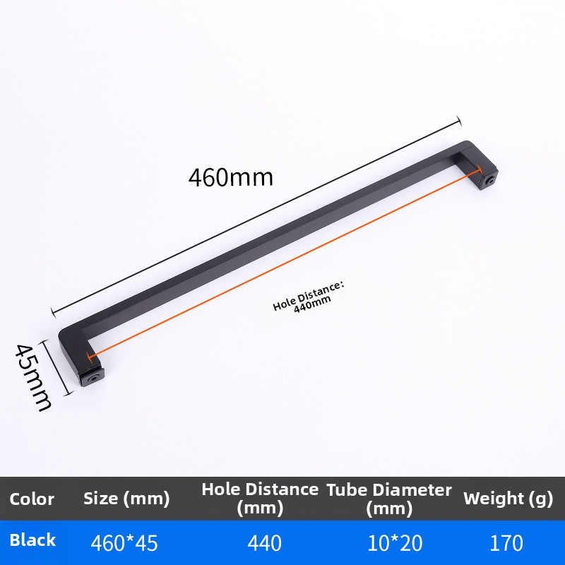 Dušo kambario rankenėlė stiklo durims, nerūdijantis plienas, 1020 minimalistinis modelis, kvadratinis vamzdelis, šiuolaikiškas stilius