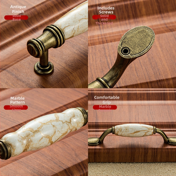 Λαβή ντουλαπιού με μαρμάρινο σχέδιο, κεραμική και κράμα ψευδαργύρου, σφυρηλατημένη, μοντέλο 3033, κομψό ύφος πολυτελείας