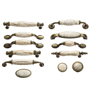 Λαβή ντουλαπιού με μαρμάρινο σχέδιο, κεραμική και κράμα ψευδαργύρου, σφυρηλατημένη, μοντέλο 3033, κομψό ύφος πολυτελείας