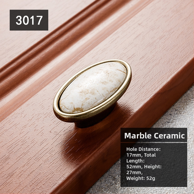 Λαβή ντουλαπιού με μαρμάρινο σχέδιο, κεραμική και κράμα ψευδαργύρου, σφυρηλατημένη, μοντέλο 3033, κομψό ύφος πολυτελείας