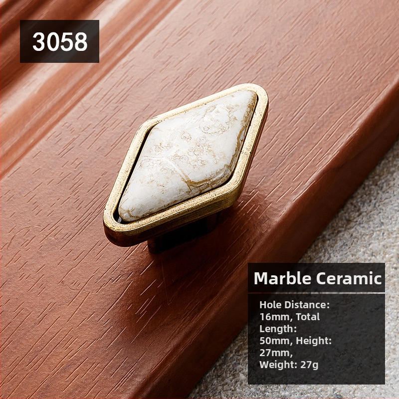Λαβή ντουλαπιού με μαρμάρινο σχέδιο, κεραμική και κράμα ψευδαργύρου, σφυρηλατημένη, μοντέλο 3033, κομψό ύφος πολυτελείας