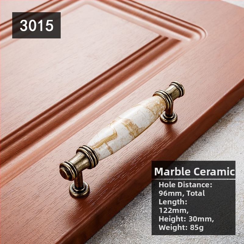 Λαβή ντουλαπιού με μαρμάρινο σχέδιο, κεραμική και κράμα ψευδαργύρου, σφυρηλατημένη, μοντέλο 3033, κομψό ύφος πολυτελείας