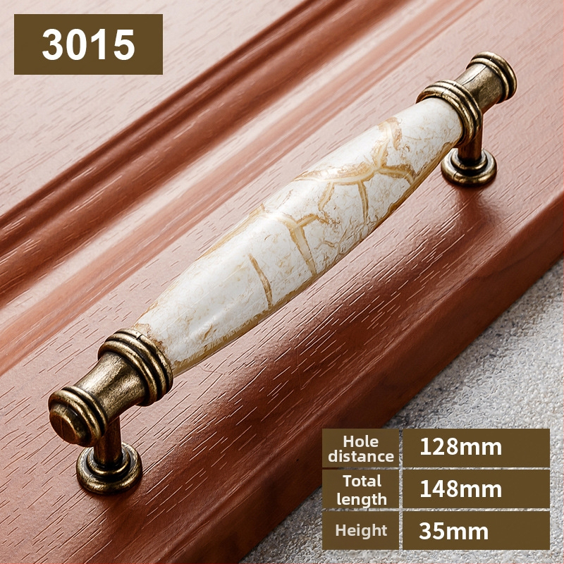 Λαβή ντουλαπιού με μαρμάρινο σχέδιο, κεραμική και κράμα ψευδαργύρου, σφυρηλατημένη, μοντέλο 3033, κομψό ύφος πολυτελείας