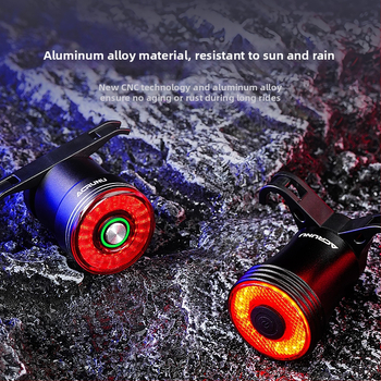 ACRUNU dviratininko išmanusis sensoriaus stabdžių galinis žibintas, IP68 vandeniui, aliuminio korpusas, COB LED, 39 g