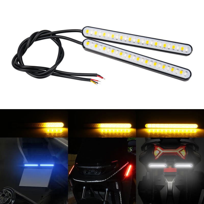 Semnal LED bi-color cu efect de curgere a apei și lumină pentru plăcuța de înmatriculare pentru motociclete electrice – model motor269, 12V